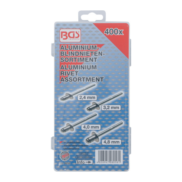 Sortido de rebites cegos 400 peças