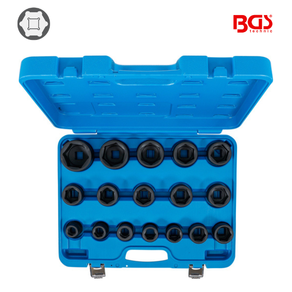 Chaves de caixa de impacto 3/4" | 19 - 55 mm | 17 peças