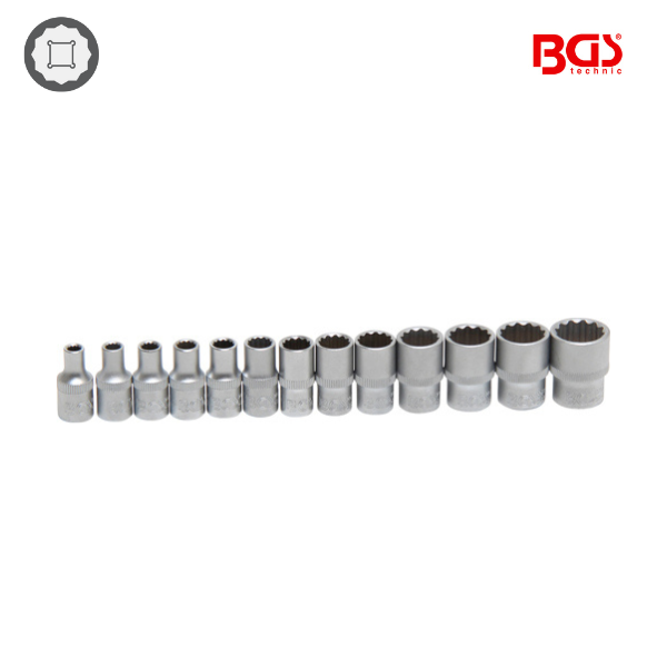 Jogo  de chaves de caixa multidente  1/4" | 4 - 14 mm | 13 peças