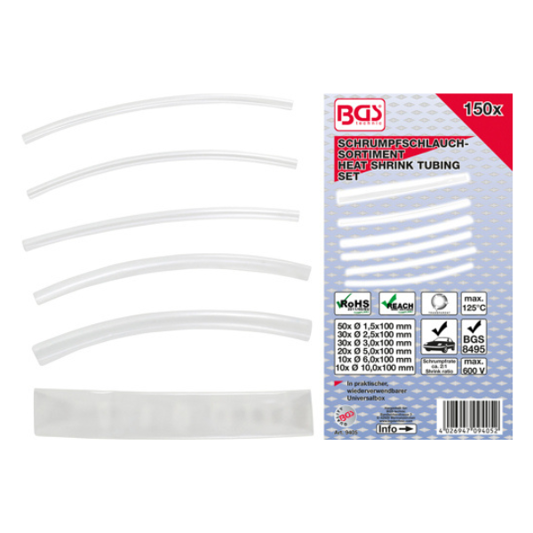 Mangueiras termoretráteis | transparentes | 150 peças