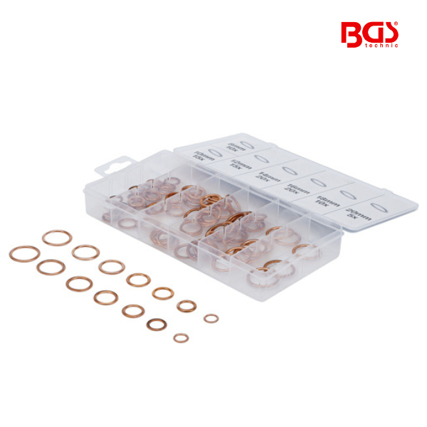 Sortido de anilhas de bujon | Cobre | Ø 6 - 20 mm | 95 peças