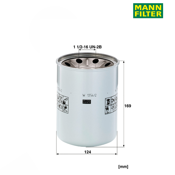Filtro hidráulico MANN W1254/2x