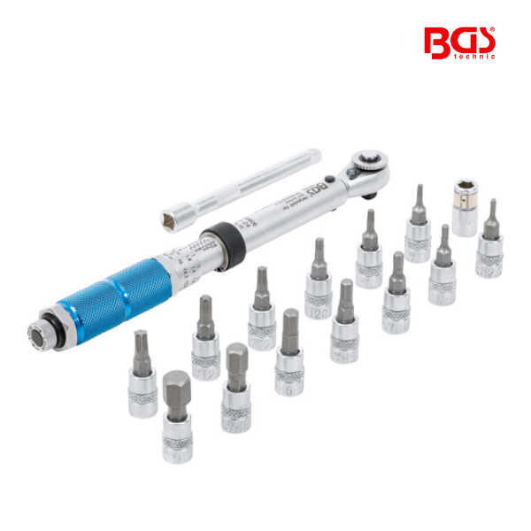 Jogo de chave dinamométrica 1/4" | 3 - 24 Nm | 16 peças