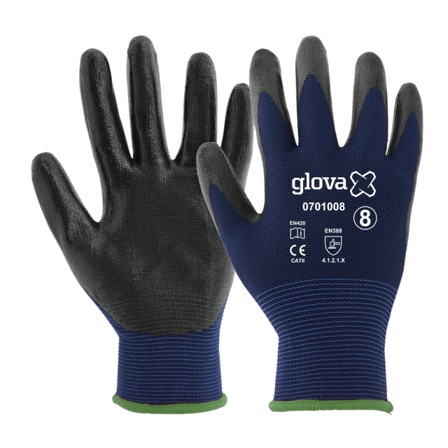 Luva Poliéster Revestimento Nitrilo | Preto