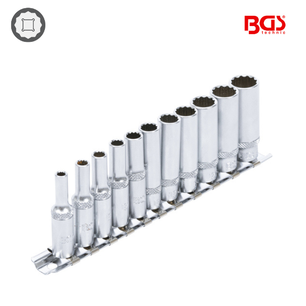 Jogo  de chaves de caixa multidente 1/4" | 4 - 13 mm | 11 peças