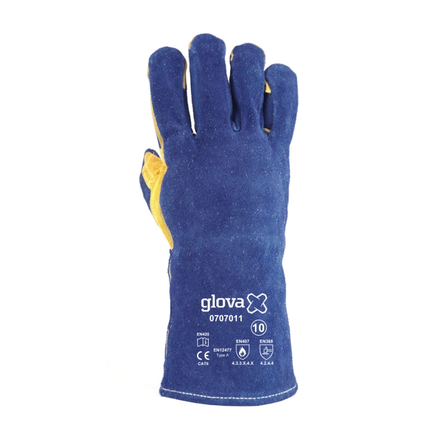 Luva Soldador Crute Azul Kevlar Forro 35 cm