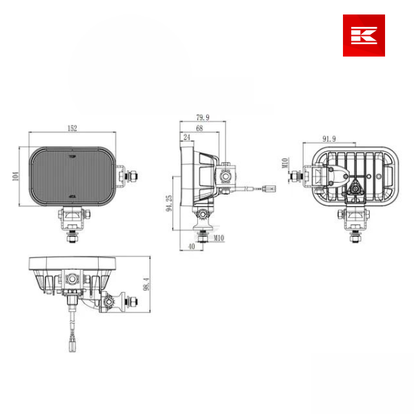 Luz de trabalho LED, 36 W, 5040lm