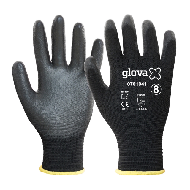 Luva Nylon Revestimento Poliuretano | Preto