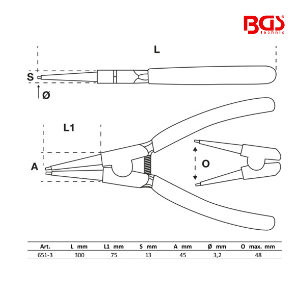 Alicate de freios | reto | freios externos | 300 mm