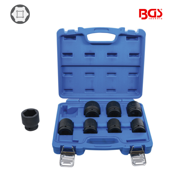Chaves de caixa de impacto 3/4" | 22 - 38 mm | 8 peças