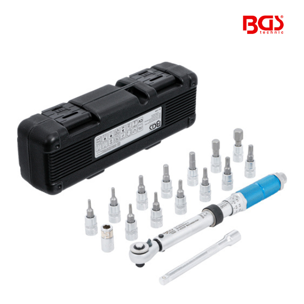 Jogo de chave dinamométrica 1/4" | 3 - 24 Nm | 16 peças