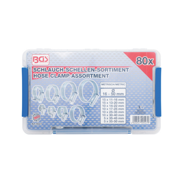 Sortido de abraçadeiras de mangueira | 80 peças