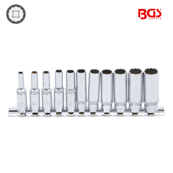 Jogo  de chaves de caixa multidente 1/4" | 4 - 13 mm | 11 peças