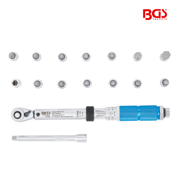 Jogo de chave dinamométrica 1/4" | 3 - 24 Nm | 16 peças