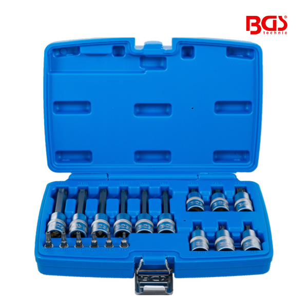 Conjunto de bits 1/4" / 1/2" Torx com perfuração | 18 peças