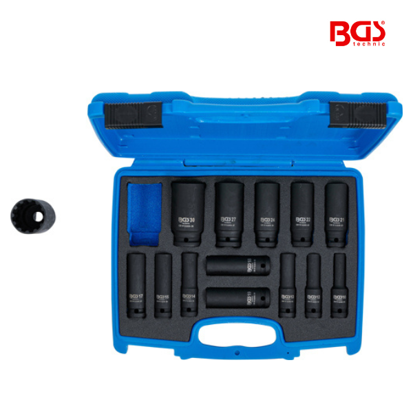 Chaves de caixa de impacto Gear Lock 1/2" | 10 - 32 mm | 14 peças