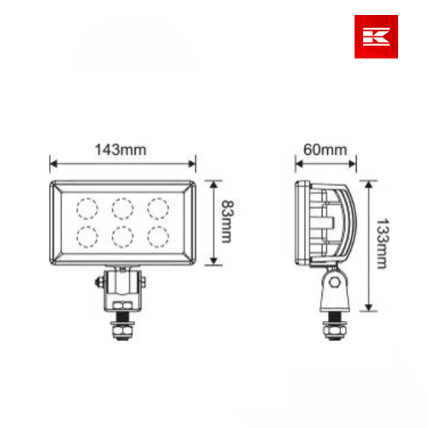 Luz de trabalho 6x LEDs, 30W 2400lm,