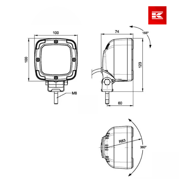 Luz de trabalho LED, 13.5W, 1800lm