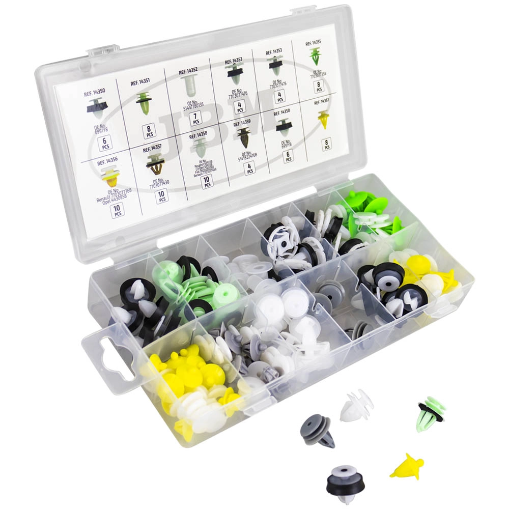 Sortido de clips para painéis de porta de Renault / Dacia | 85 peças