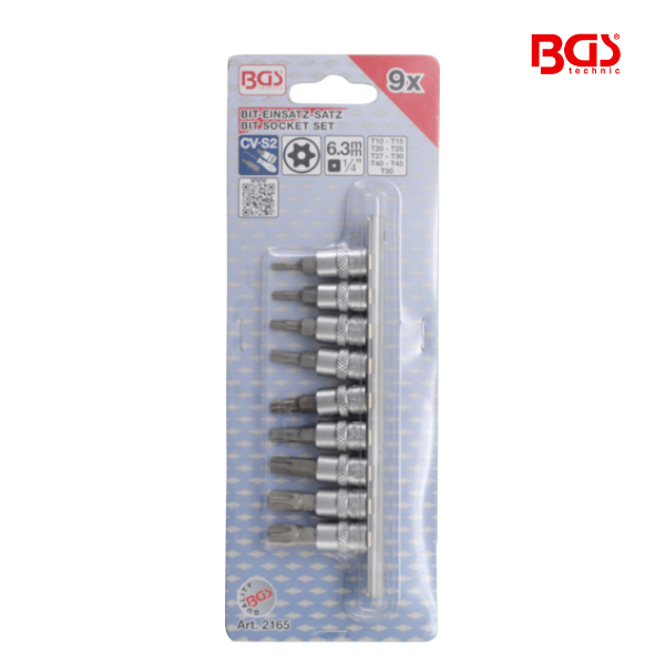 Conjunto de bits 3/4" Torx com perfuração | T10 - T50 | 9 peças
