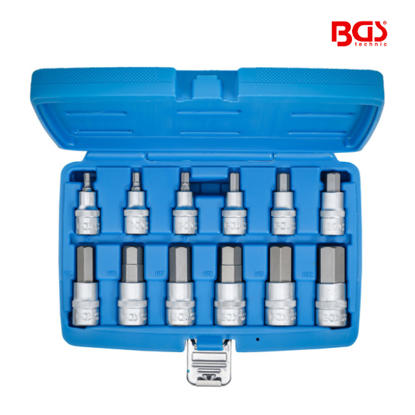 Chaves de caixa bits sextavada 1/2" | 5 - 22 mm | 12 peças