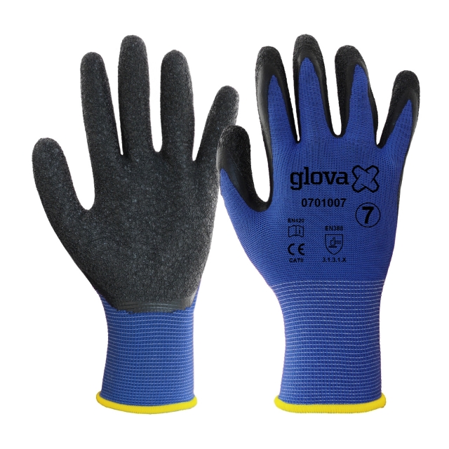 Luva Poliéster Revestimento Latex | Preto