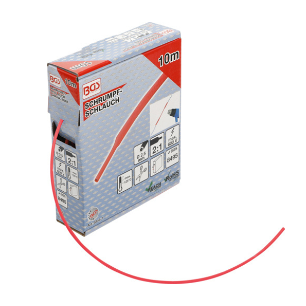 Mangueira termoretrátil | vermelha | Ø 2,5 mm | 10 m