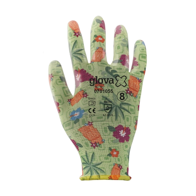 Luva Poliéster Florido Revestimento Poliuretano