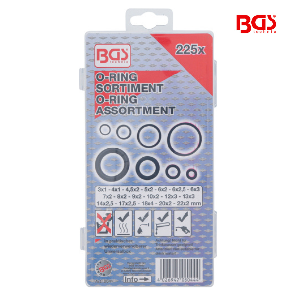 Sortido de o-rings | Ø 3 - 22 mm | 225 peças