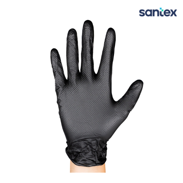 Luvas Nitrilo Flash Preta Power Dupla Diamantada | 50 und