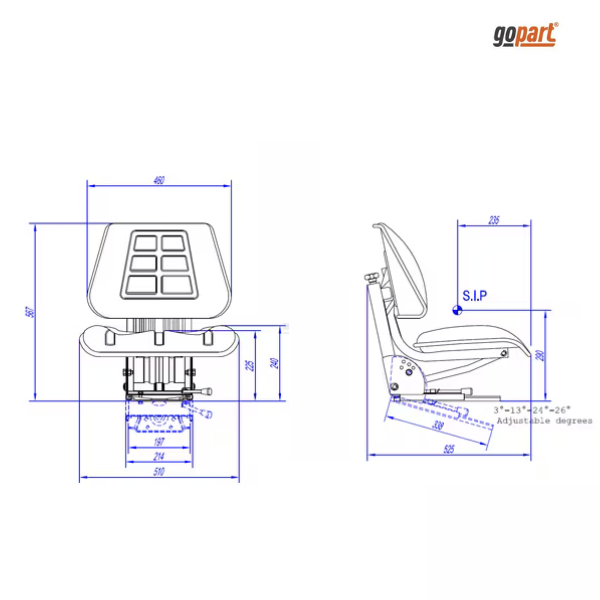 Banco em PVC com suspensão mecânica