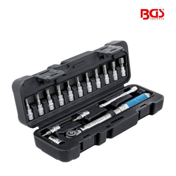 Jogo de chave dinamométrica 1/4" | 3 - 24 Nm | 16 peças