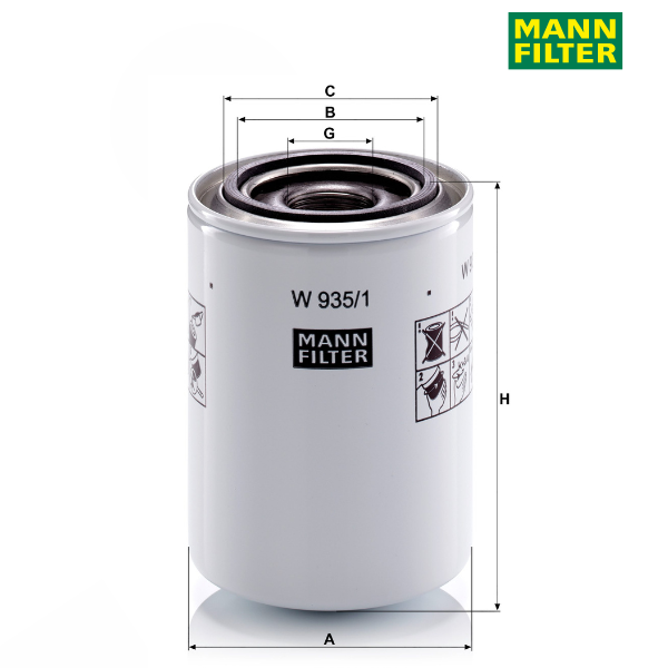 Filtro hidráulico MANN W935/1