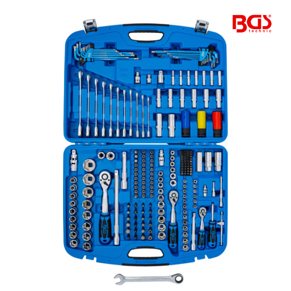 Jogo de chaves de caixa perfil Ondulado | 1/4"/ 3/8"/ 1/2"| 218 peças