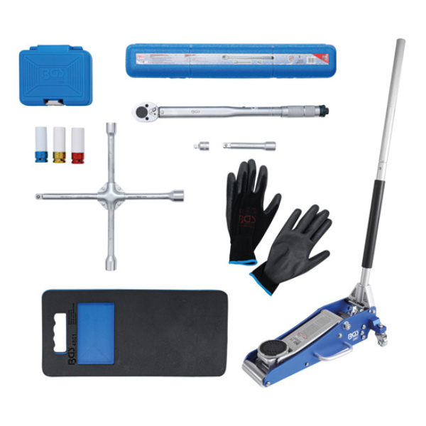 Kit de serviço de troca de rodas com macaco de 1,5 t | 10 peças