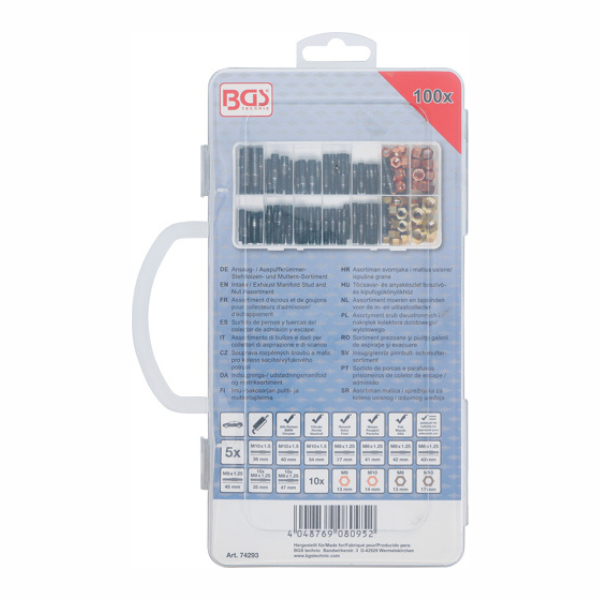 Sortido porcas e parafusos coletor de escape/admissão | 100 peças