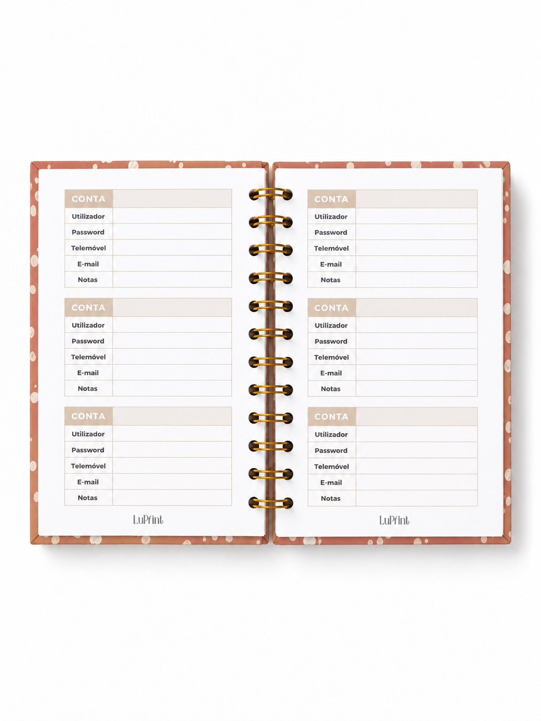 Caderno Passwords - Terracota