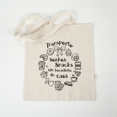 Totebag - Sonhos, Snacks e Caos