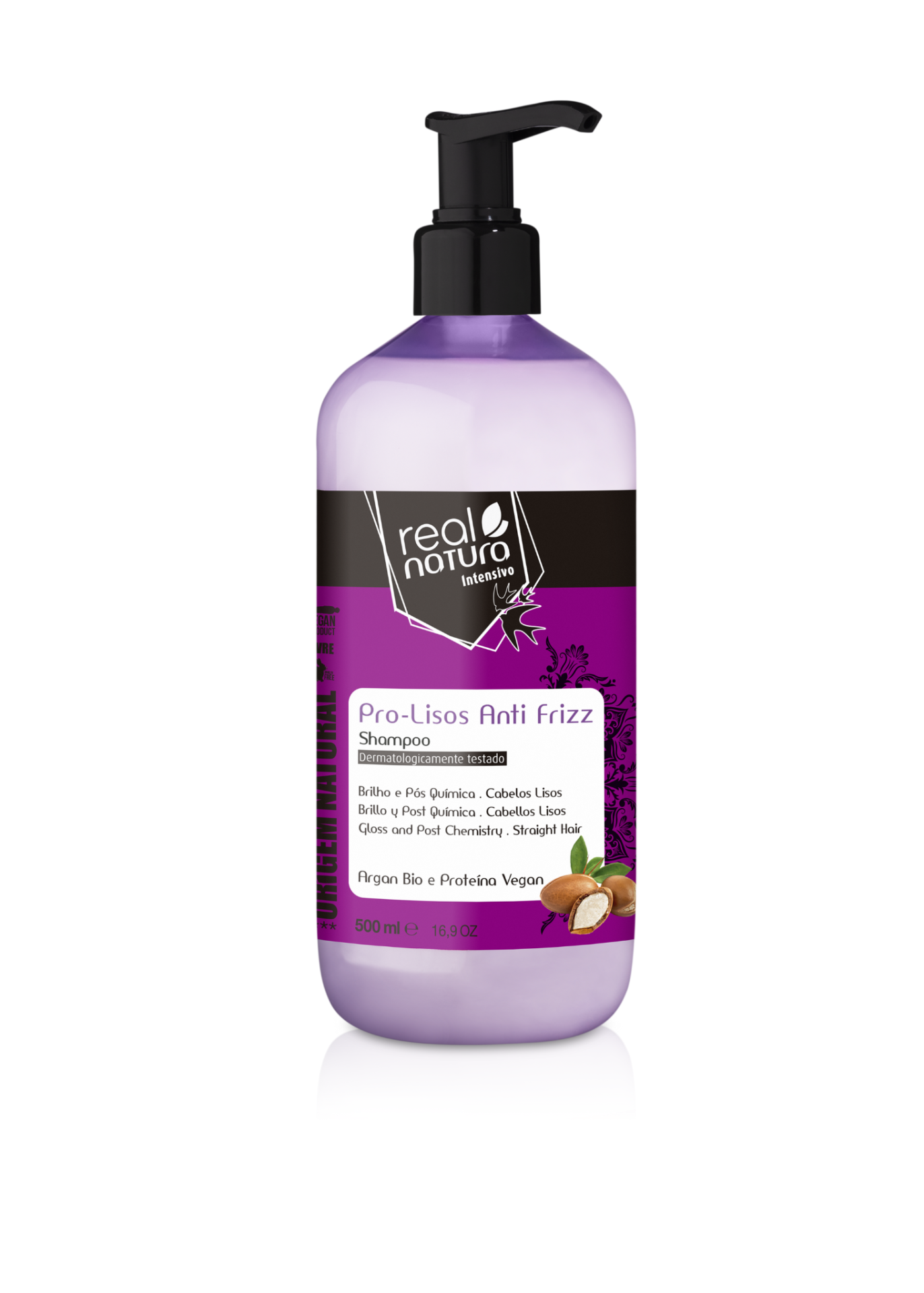 Real Natura Champô Sem Sal Pro-Lisos Anti Frizz Argan 500ml