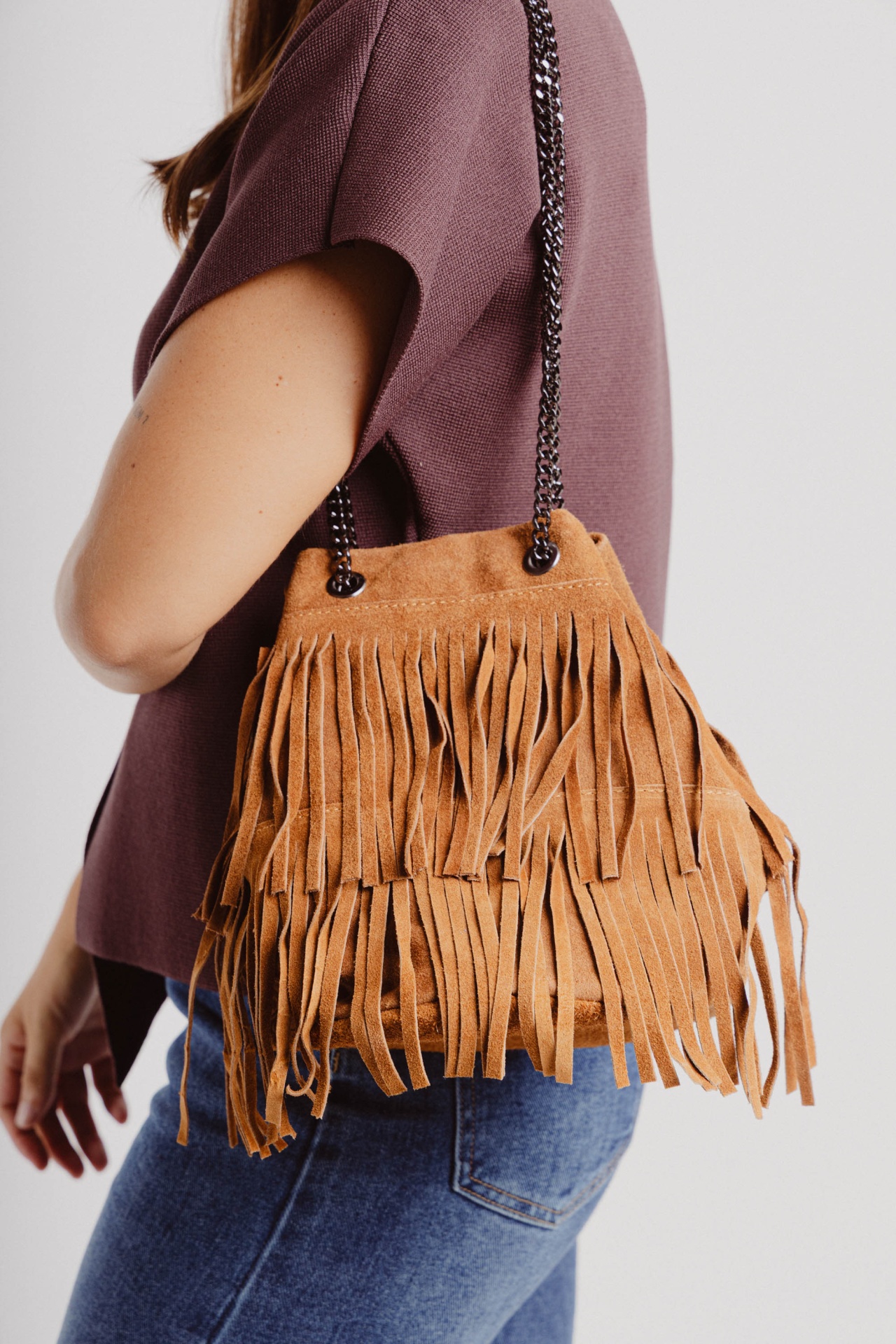 Mala Bucket Camurça