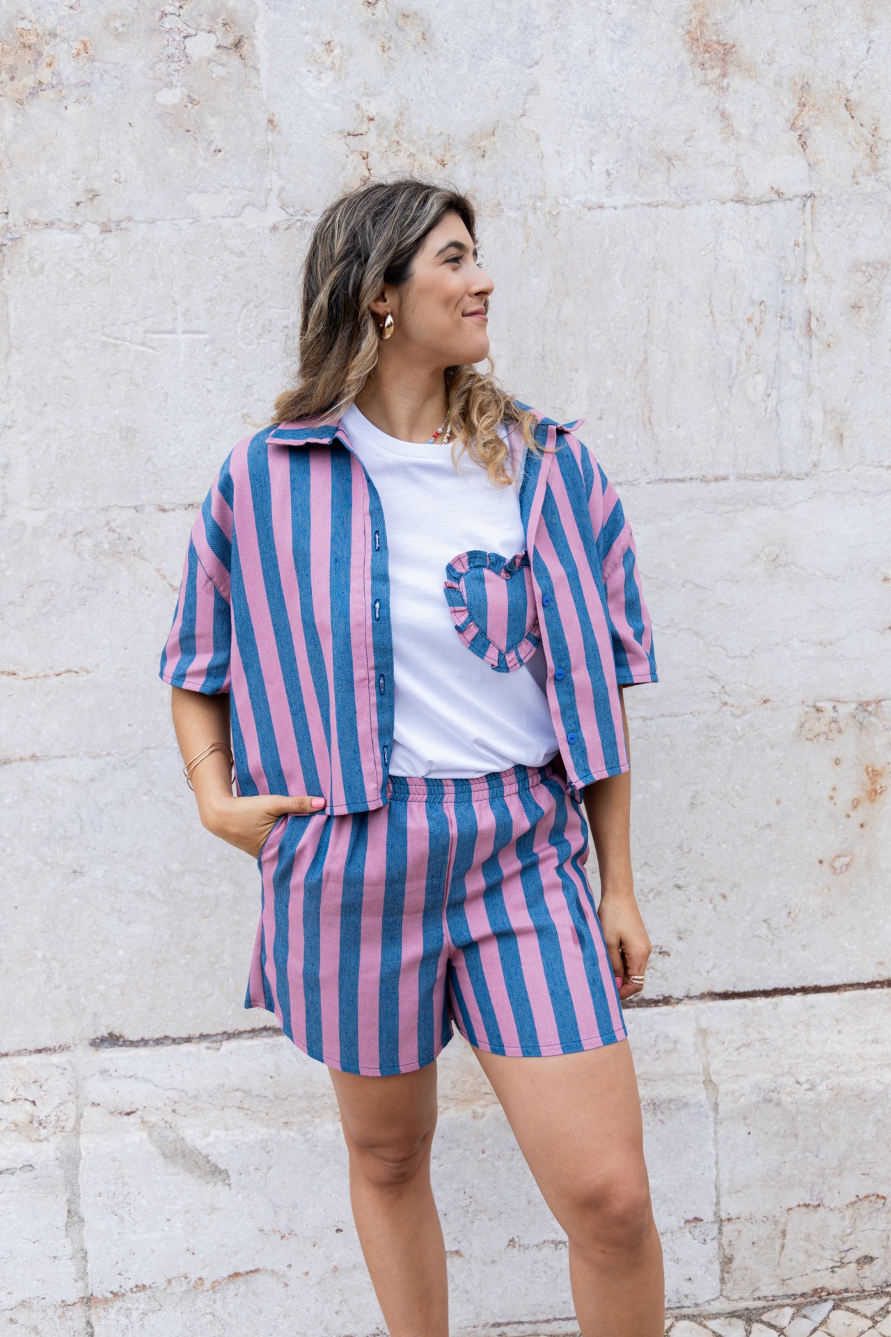 Camisa Papaya - Azul/Rosa