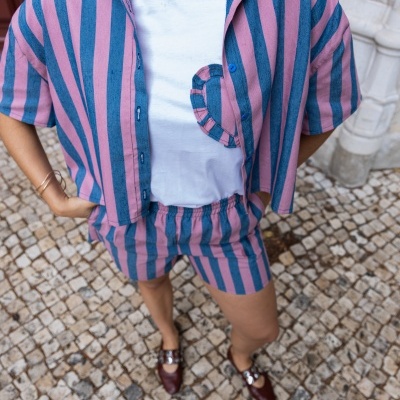 Camisa Papaya - Azul/Rosa