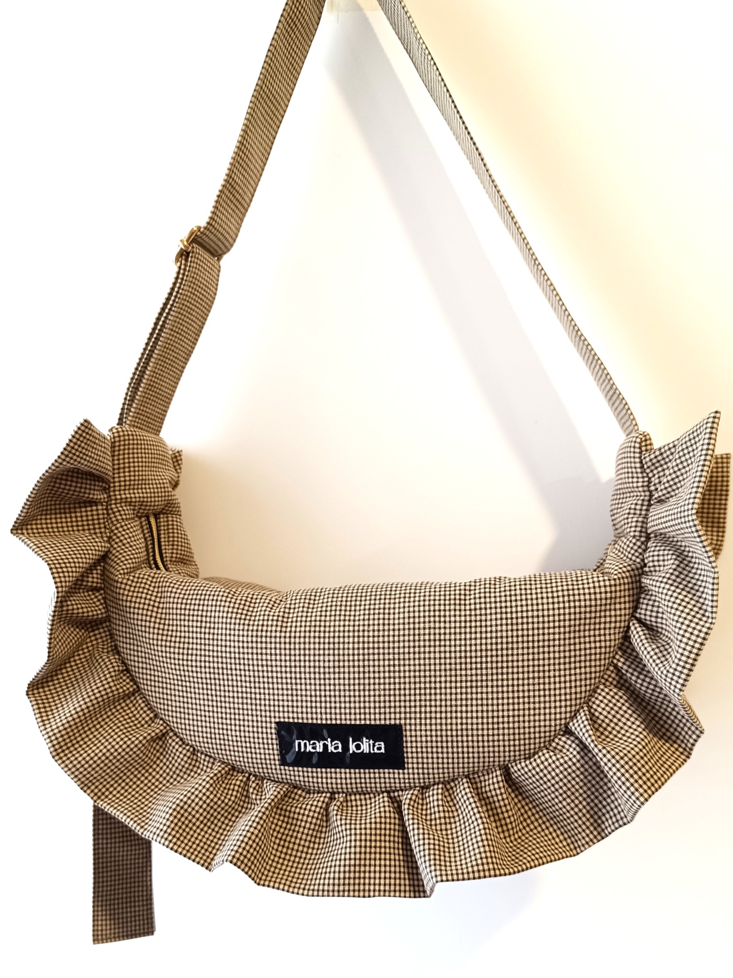 MALA OLÍVIA VICHY BEGE E PRETO