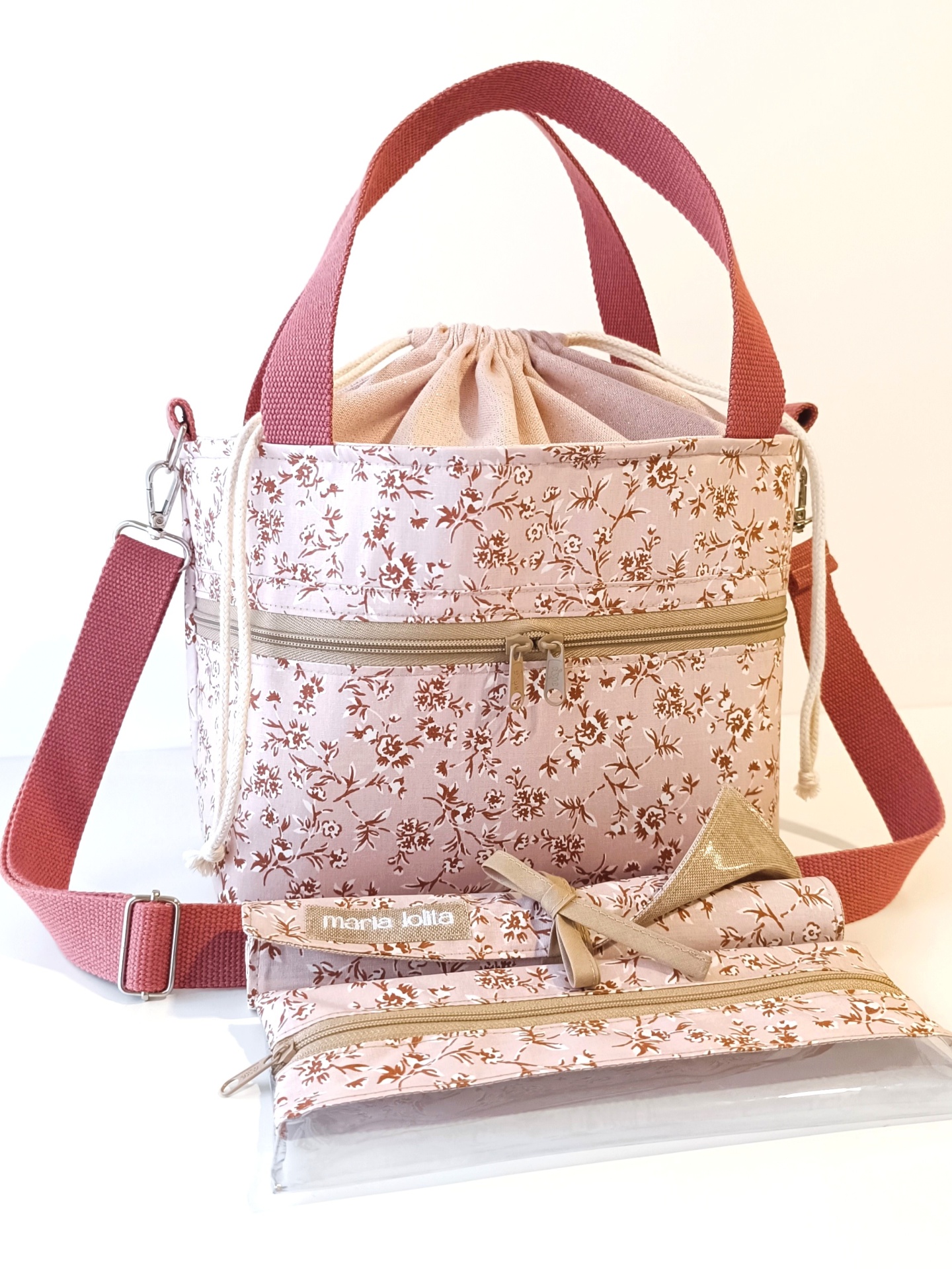 LANCHEIRA TÉRMICA ROSA COM FLORES