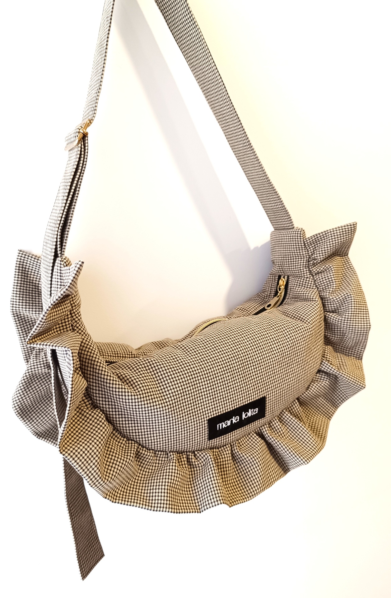 MALA OLÍVIA VICHY BEGE E PRETO