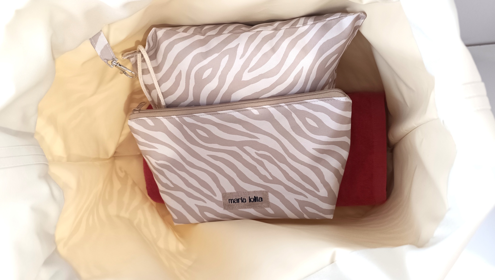 SACO DE PRAIA ZEBRA BEGE