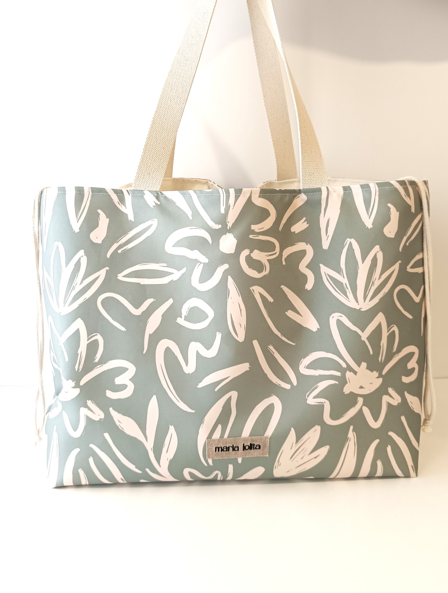 SACO DE PRAIA FLORES VERDE SAGE