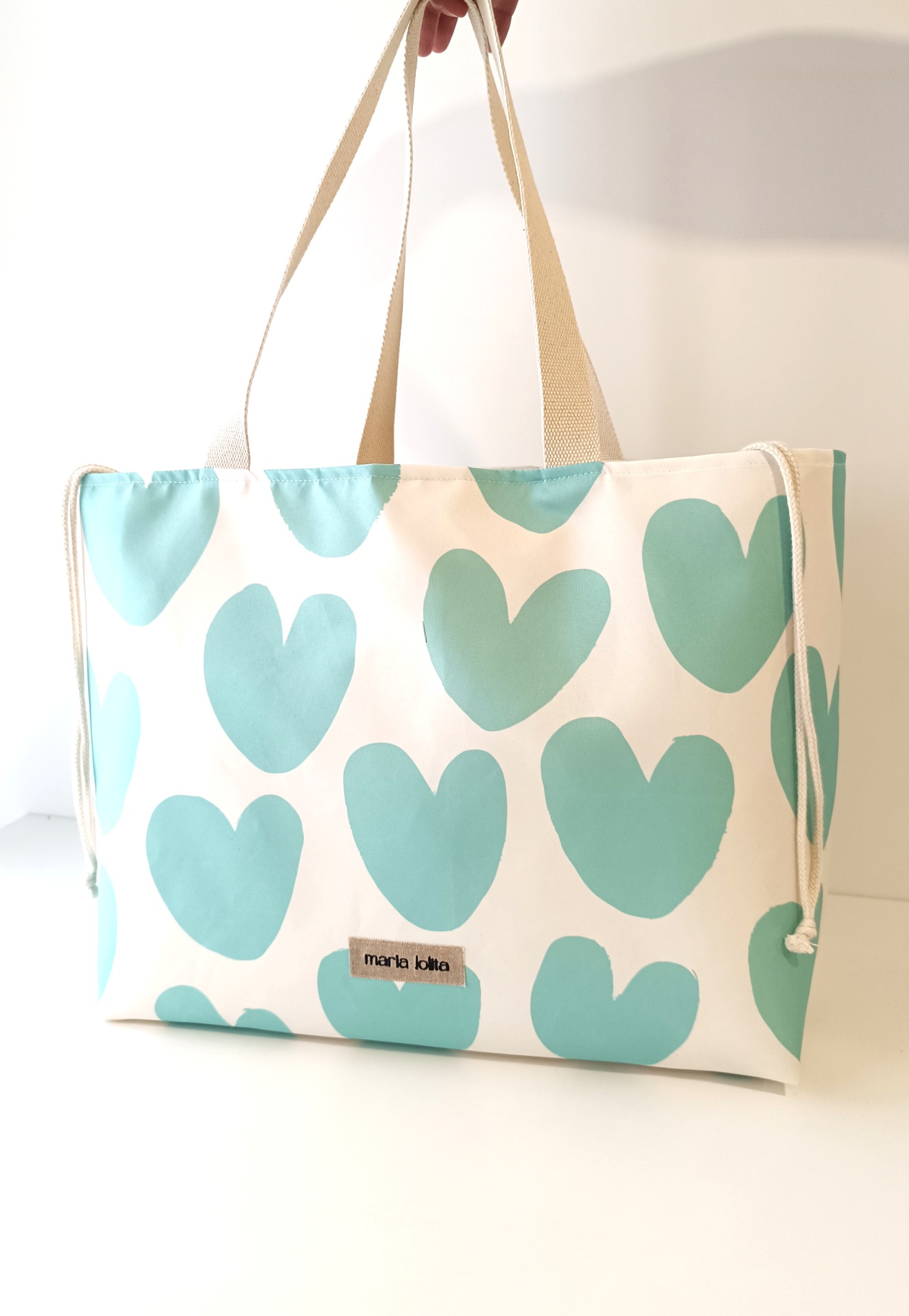 SACO DE PRAIA CORAÇÕES AQUA XL