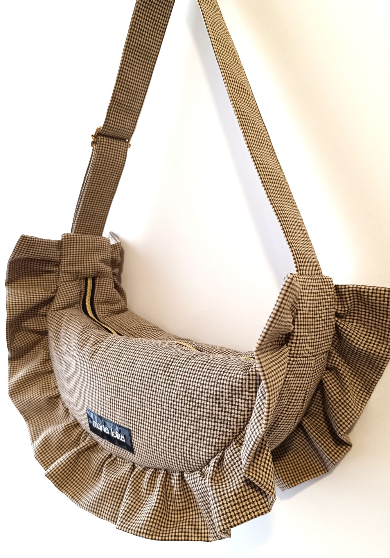 MALA OLÍVIA VICHY BEGE E PRETO