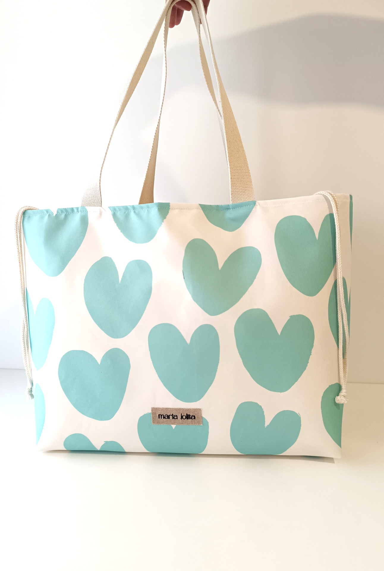 SACO DE PRAIA CORAÇÕES AQUA XL